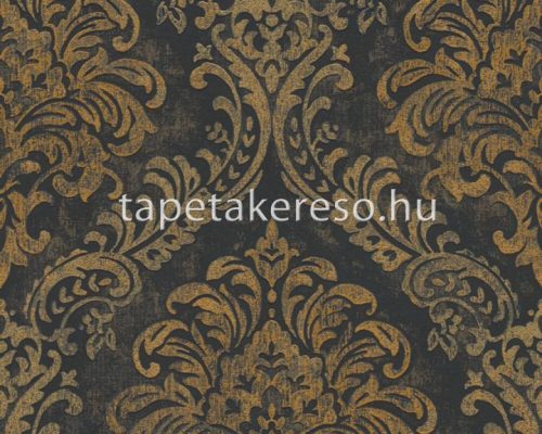 AS Creation Metropolitan Stories Travel Styles vlies, habos anyagú fekete, arany színű koptatott, barokk modern tapéta