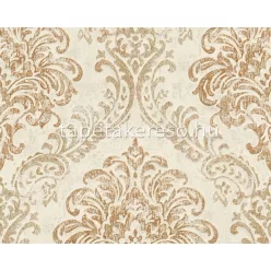   AS Creation Metropolitan Stories Travel Styles vlies, habos anyagú beige, arany színű koptatott, barokk modern tapéta
