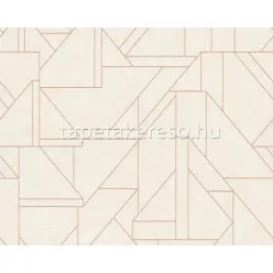   AS Creation Metropolitan Stories Travel Styles vlies, habos anyagú beige, rosegold színű vonalas, geometriai modern tapéta