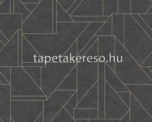 AS Creation Metropolitan Stories Travel Styles vlies, habos anyagú fekete, arany színű vonalas, geometriai modern tapéta
