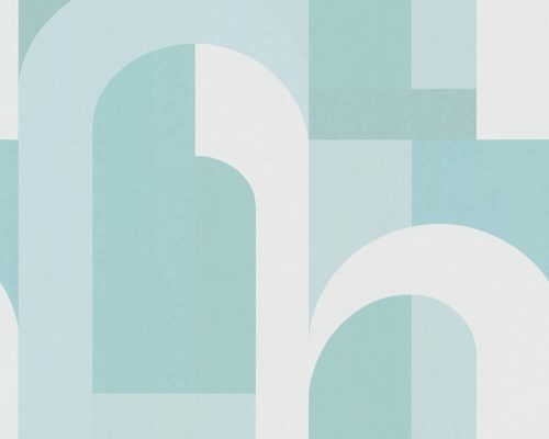 Architects Paper Arcade vlies anyagú fehér, türkiz színű geometriai modern tapéta
