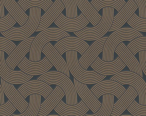 Architects Paper Arcade vlies anyagú fekete, barna, arany színű hullámos, fonott, geometriai modern tapéta