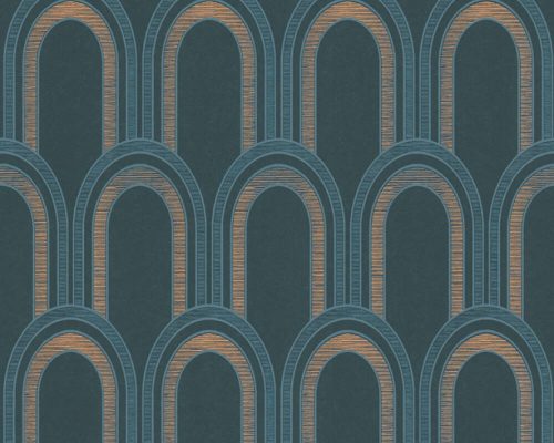 Architects Paper Arcade vlies anyagú kék, türkiz, arany színű geometriai modern tapéta