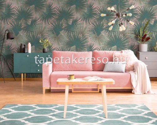 AS Creation The wall Travel Styles vlies, vinyl anyagú rózsaszín, türkiz színű leveles modern poszter
