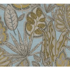   AS Creation Famous Garden vlies, vinyl anyagú barna, szürke, türkiz színű leveles modern, natural tapéta