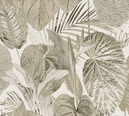 AS Creation Famous Garden vlies, vinyl anyagú fehér, barna színű leveles modern, natural tapéta