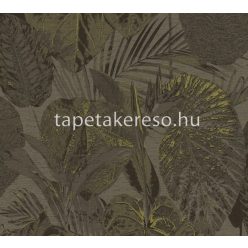   AS Creation Famous Garden vlies, vinyl anyagú barna, arany színű leveles modern, natural tapéta