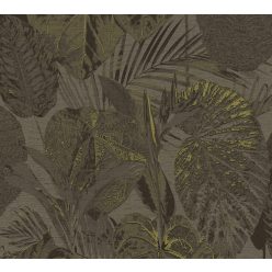   AS Creation Famous Garden vlies, vinyl anyagú barna, arany színű leveles modern, natural tapéta