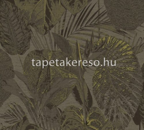 AS Creation Famous Garden vlies, vinyl anyagú barna, arany színű leveles modern, natural tapéta
