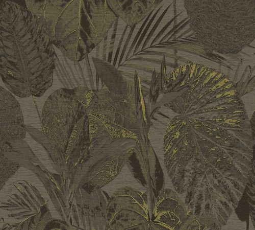 AS Creation Famous Garden vlies, vinyl anyagú barna, arany színű leveles modern, natural tapéta
