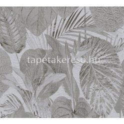   AS Creation Famous Garden vlies, vinyl anyagú szürke, fekete színű leveles modern, natural tapéta