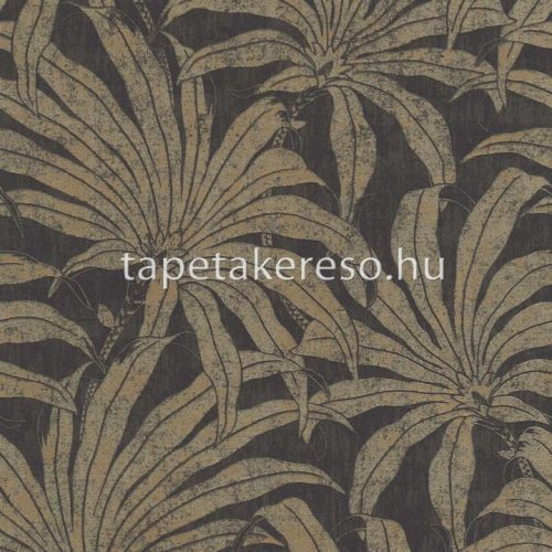 AS Creation Jade habos, vlies anyagú fekete, arany, bronz színű leveles modern tapéta