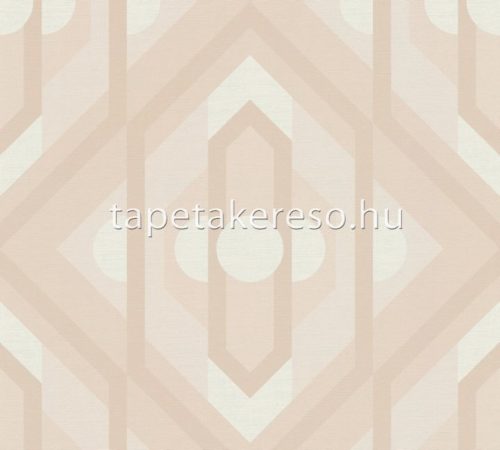 AS Creation Retro Chic vlies, vinyl anyagú fehér, rózsaszín színű geometriai retro tapéta