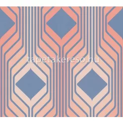   AS Creation Retro Chic vlies, vinyl anyagú kék, barack színű geometriai retro tapéta