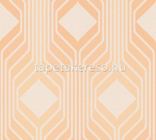 AS Creation Retro Chic vlies, vinyl anyagú rózsaszín, barack színű geometriai retro tapéta