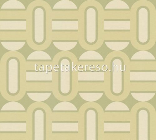 AS Creation Retro Chic vlies, vinyl anyagú beige, zöld színű geometriai retro tapéta