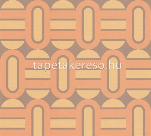 AS Creation Retro Chic vlies, vinyl anyagú sárga, barna színű geometriai retro tapéta