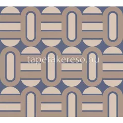   AS Creation Retro Chic vlies, vinyl anyagú kék, barna színű geometriai retro tapéta