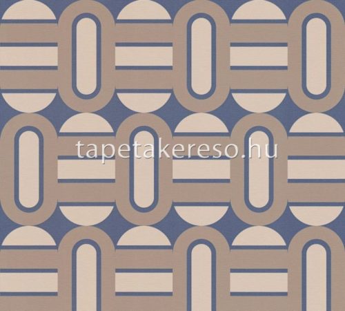 AS Creation Retro Chic vlies, vinyl anyagú kék, barna színű geometriai retro tapéta