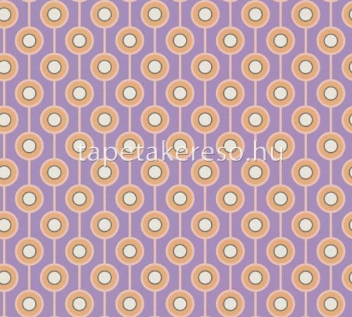 AS Creation Retro Chic vlies, vinyl anyagú lila, narancssárga színű geometriai retro tapéta