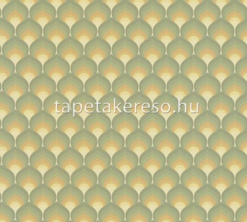 AS Creation Retro Chic vlies, vinyl anyagú zöld, sárga színű 3d, geometriai retro tapéta