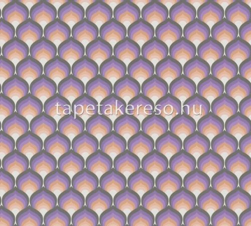 AS Creation Retro Chic vlies, vinyl anyagú fehér, lila, sárga, fekete színű 3d, geometriai retro tapéta