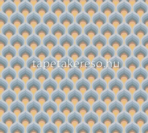 AS Creation Retro Chic vlies, vinyl anyagú kék, sárga színű 3d, geometriai retro tapéta