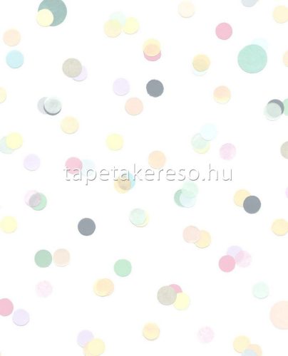 Eijffinger Mini Me vlies anyagú fehér, sárga, türkiz, rózsaszín színű pöttyös gyerek tapéta
