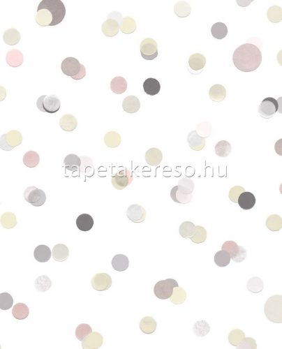 Eijffinger Mini Me vlies anyagú fehér, szürke, mályva, zöld színű pöttyös gyerek tapéta