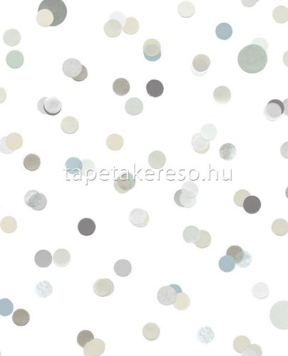 Eijffinger Mini Me vlies anyagú törtfehér, kék, ezüst, homok színű pöttyös gyerek tapéta