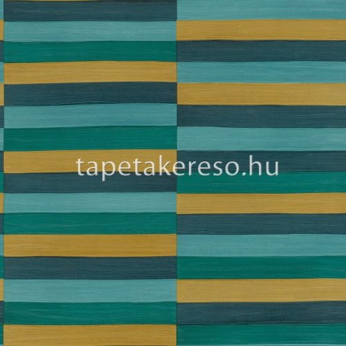 Rasch Club vlies, vinyl anyagú arany, kék, zöld színű vonalas, geometriai modern tapéta