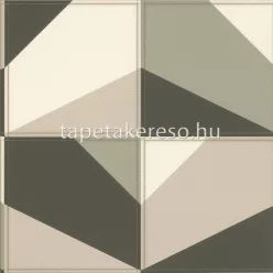   Rasch Club vlies, vinyl anyagú zöld, fehér, beige színű bőrhatású, geometriai modern tapéta