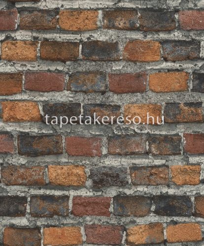 Rasch Factory IV vlies, vinyl anyagú szürke, kék, barna színű téglamintás modern, indusztriális tapéta