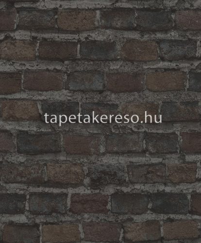 Rasch Factory IV vlies, vinyl anyagú fekete, szürke, barna színű téglamintás modern, indusztriális tapéta