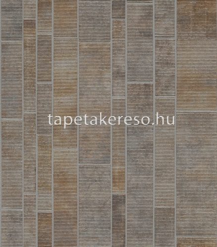 Rasch Factory IV vlies, vinyl anyagú szürke, barna, fémes színű geometriai modern, indusztriális tapéta