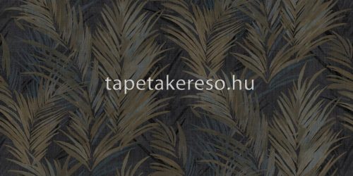 Cristiana Masi Terra vlies, vinyl anyagú kék, barna, arany színű leveles, struktúrált modern tapéta