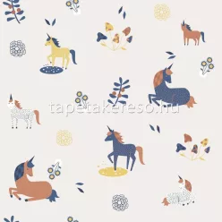   Marburg Kids Walls vlies, vinyl anyagú kék, barna, sárga, beige színű unicornis gyerek tapéta