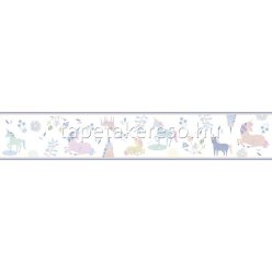  Marburg Kids Walls vlies, vinyl anyagú kék, rózsaszín, sárga, fehér színű unicornis gyerek bordűr
