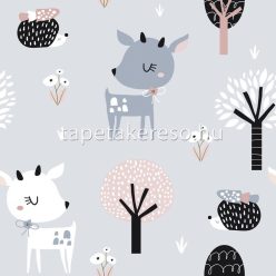   Marburg Kids Walls vlies, vinyl anyagú fehér, kék, rózsaszín, fekete színű állatos gyerek tapéta
