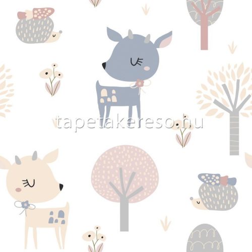 Marburg Kids Walls vlies, vinyl anyagú fehér, mályva, beige, szürke színű állatos gyerek tapéta