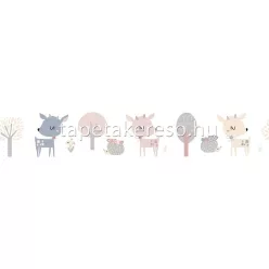   Marburg Kids Walls vlies, vinyl anyagú fehér, mályva, beige, szürke színű állatos gyerek bordűr