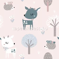   Marburg Kids Walls vlies, vinyl anyagú rózsaszín, mályva, kék, fehér színű állatos gyerek tapéta