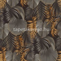  Rasch Rhapsody vlies, vinyl anyagú fekete, szürke, barna színű leveles modern, natural tapéta