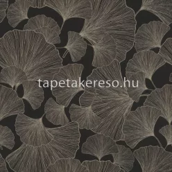   Rasch Rhapsody vlies, vinyl anyagú fekete, arany színű leveles modern, natural tapéta