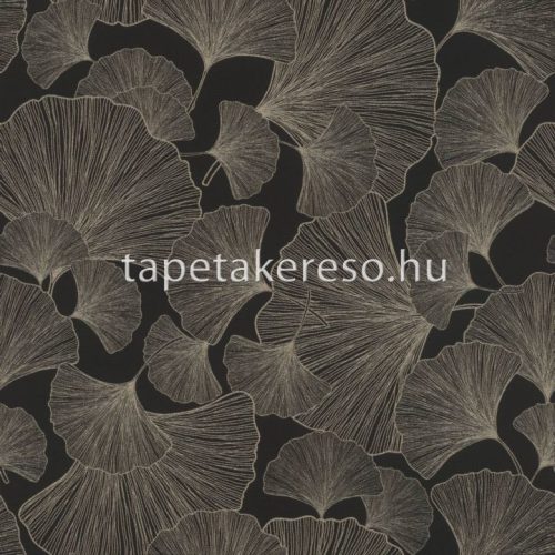 Rasch Rhapsody vlies, vinyl anyagú fekete, arany színű leveles modern, natural tapéta