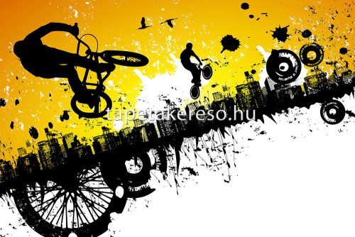 AS Creation XXL Wallpaper 2. vlies anyagú fekete, citromsárga, fehér színű biciklis modern poszter