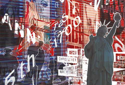 Architects Paper AP Digital vlies anyagú piros, kék, fekete, fehér, barack színű new york-os modern poszter