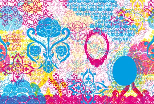 Architects Paper AP Digital vlies anyagú kék, pink, sárga, fehér színű absztrakt, virágos modern poszter
