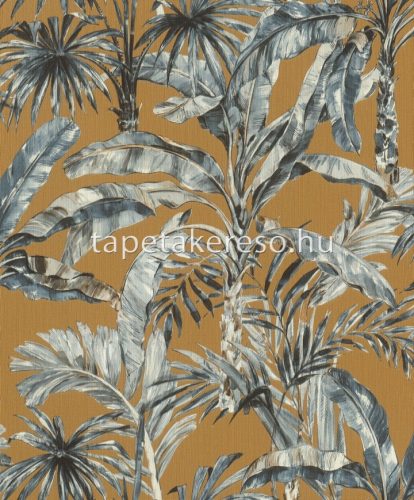 Rasch Florentine 3 vlies, vinyl anyagú barna, fehér, kék színű leveles, fás, textilhatású modern, natural tapéta