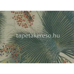  Jwall Straw vlies, vinyl anyagú kék, zöld, beige, sárga, piros színű növényes, leveles, struktúrált modern tapéta